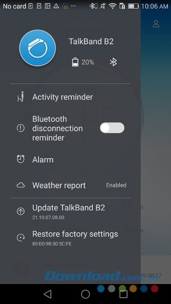 Các tùy chọn chính trên Huawei Wear cho Android