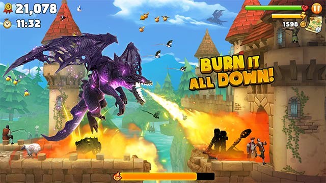 Thiêu rụi mọi thứ trong game Hungry Dragon