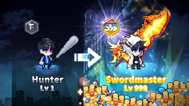 Phát triển và cường hóa anh hùng của bạn để chiến đấu trong game Hunter Raid : Idle RPG