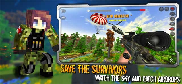 Game bắn súng sinh tồn có đồ họa giống Minecraft - Huntercraft