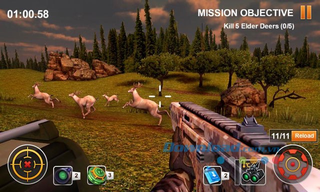 Giao diện chơi trong game Hunting Safari 3D trên Android