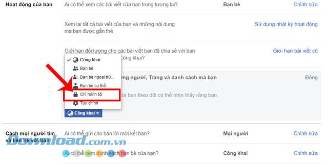 Chọn mục Chỉ mình tôi