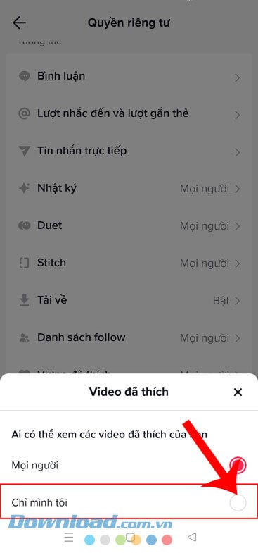 Nhấn vào mục Chỉ mình tôi