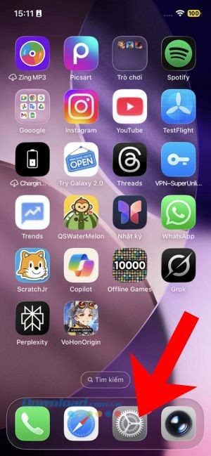 Ấn vào mục Cài đặt