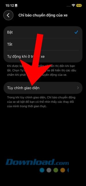 Chạm vào mục Tùy chỉnh giao diện