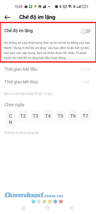 Bật công tắc Chế độ im lặng
