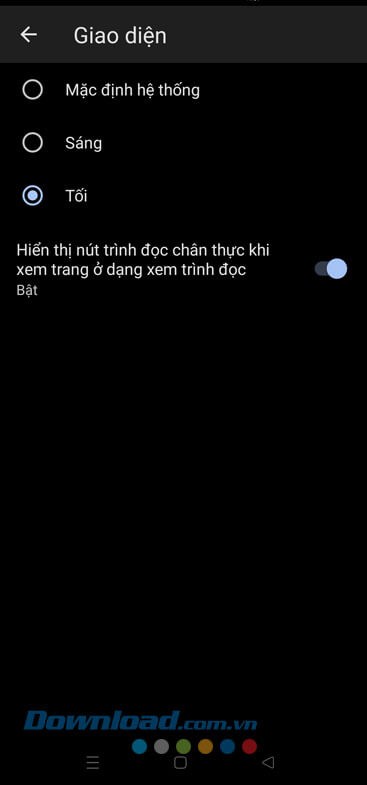 Bật giao diện Tối