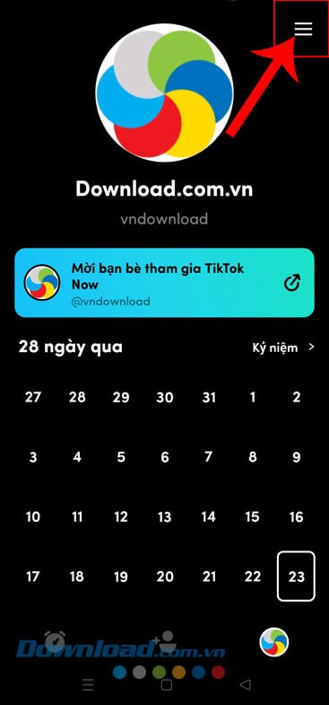 Ấn vào biểu tượng ba dấu gạch ngang