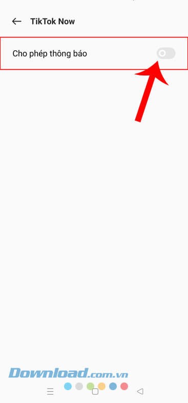 Gạt công tắc ở mục Cho phép thông báo