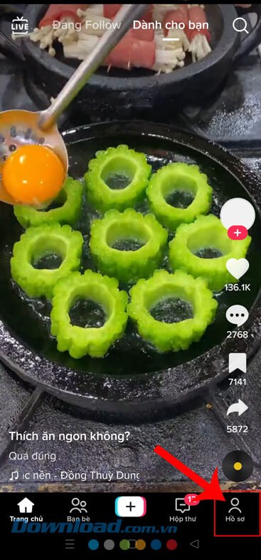 Nhấn vào biểu tượng tài khoản