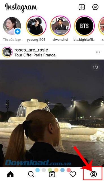 Chạm vào biểu tượng tài khoản