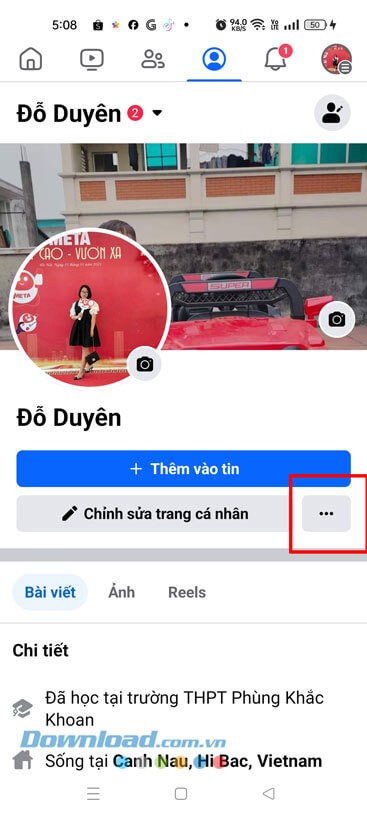 Chạm vào biểu tượng dấu ba chấm