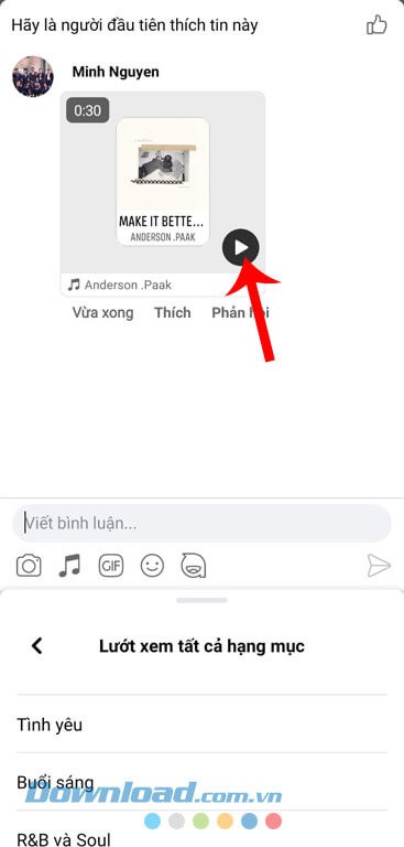 Bình luận bài hát đã thành công