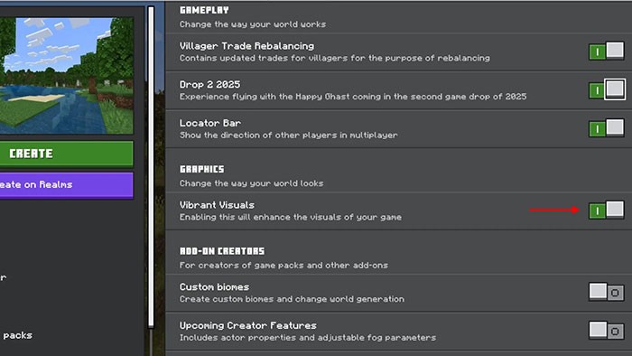 Cách Bật Vibrant Visuals trong Minecraft: Hướng Dẫn Chi Tiết