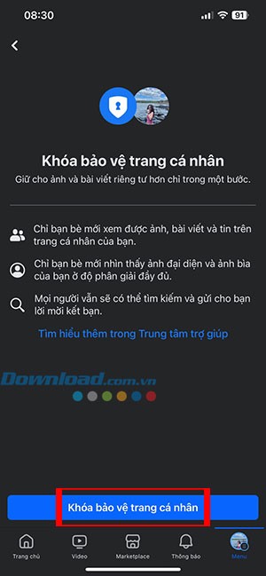 khoa bao ve trang ca nhan Facebook 3*464889