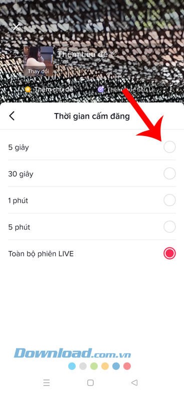 Lựa chọn thời gian cấm
