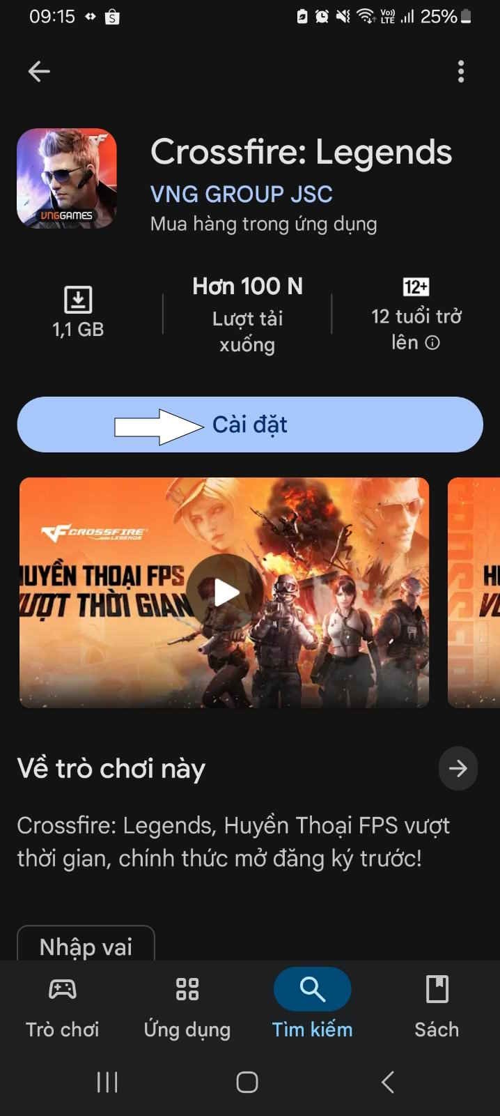 Cài đặt Crossfire Legends trên mobile