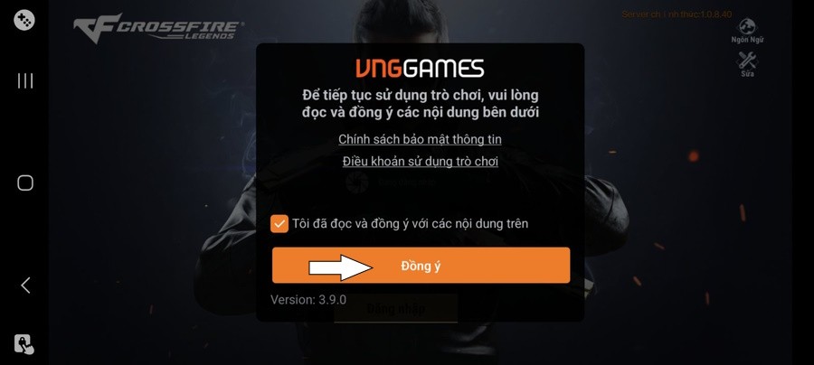Đồng ý vào game Crossfire Legends