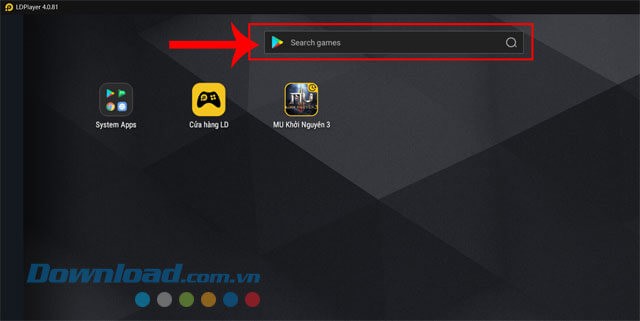 Nhấn vào khung tìm kiếm Google Play
