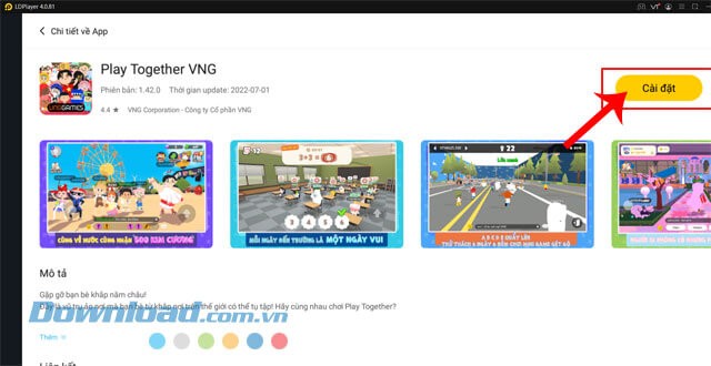 Nhấp chuột vào nút Cài đặt