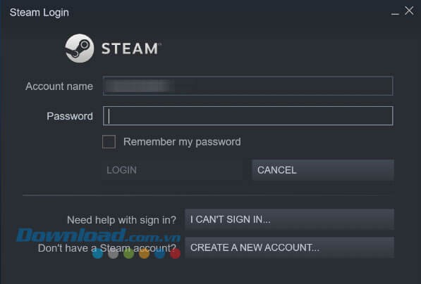 Đăng nhập tài khoản Steam