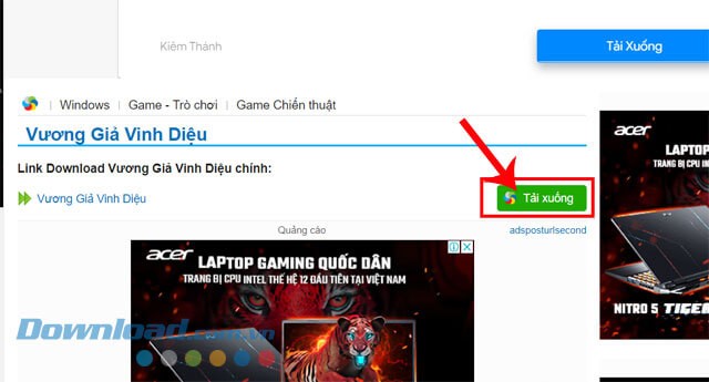 Nhấp chuột vào nút Tải xuống
