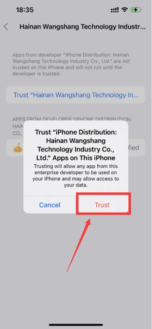 Trở lại trình duyệt và ấn xác nhận “Trust” lần nữa.