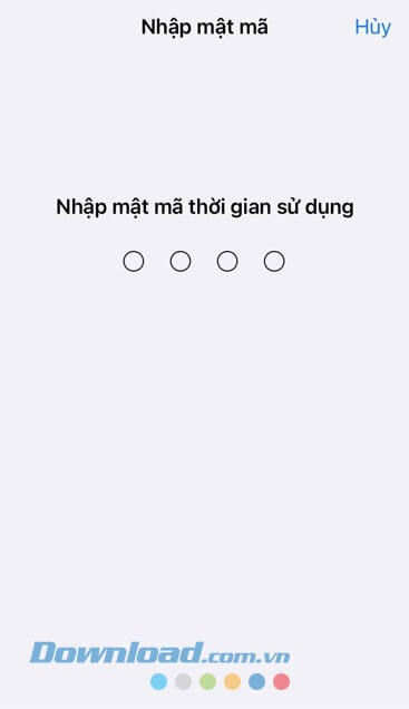 Nhập mật khẩu thời gian sử dụng