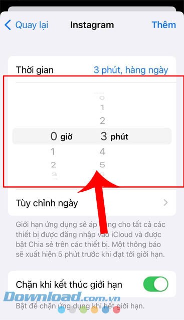 Thiết lập thời gian giới hạn sử dụng ứng dụng