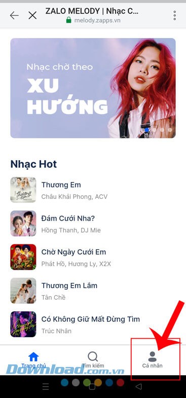 Chạm vào mục Cá nhân