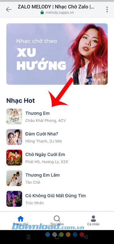 Chọn bài hát muốn thêm