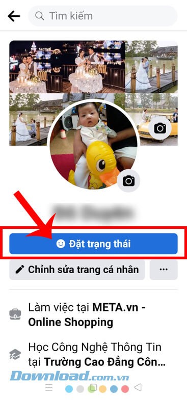 Nhấn vào mục Đặt trạng thái