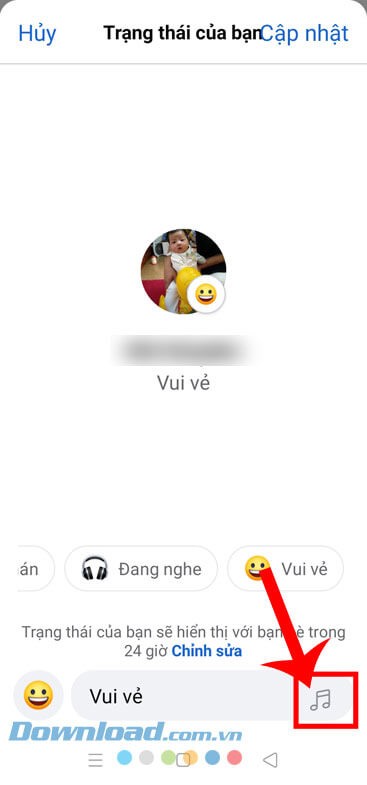 Ấn vào biểu tượng nốt nhạc