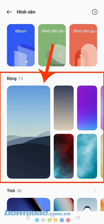 Chọn hình nền động bất kỳ.