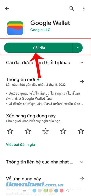 Ấn vào nút Cài đặt