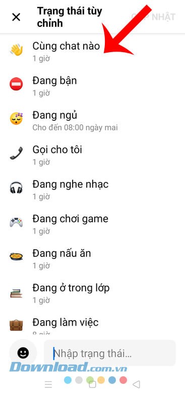 Chọn trạng thái