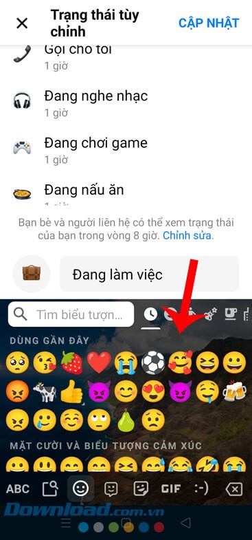 Thêm icon vào trạng thái
