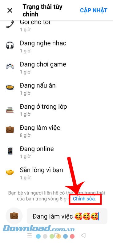 Ấn vào mục Chỉnh sửa