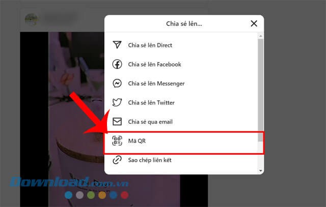 Nhấn vào mục Mã QR