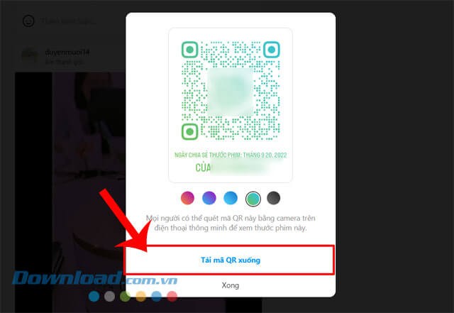 Nhấp chuột vào nút Tải mã QR xuống
