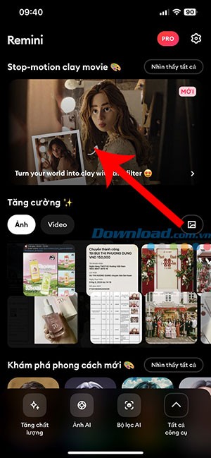 Hướng dẫn chỉnh ảnh hoạt hình đất sét bằng Remini
