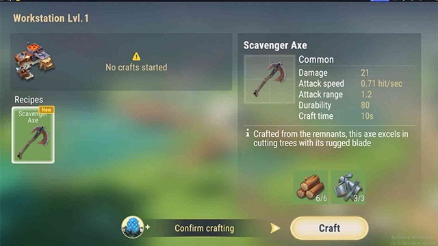 Chế tạo vật dụng trong Amikin Survival: Anime RPG