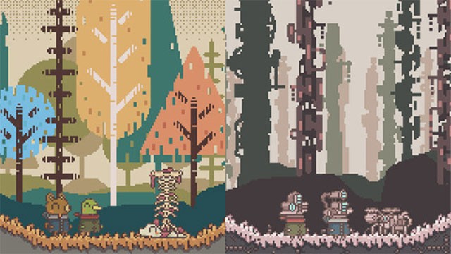 2 người chơi BOKURA sẽ thấy 2 bối cảnh, nhân vật và đối tượng khác nhau trên màn hình của mỗi người