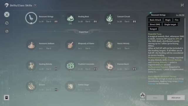 Mỗi vai trò chính và nhánh có hệ thống skill và talent riêng biệt