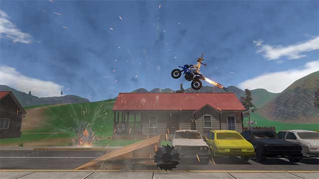 Sử dụng các phím W, A, S, D để xoay xe và vòng khi xe ở trên không