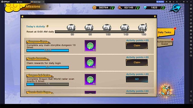 Hoàn thành các nhiệm vụ hàng ngày để nhận thưởng