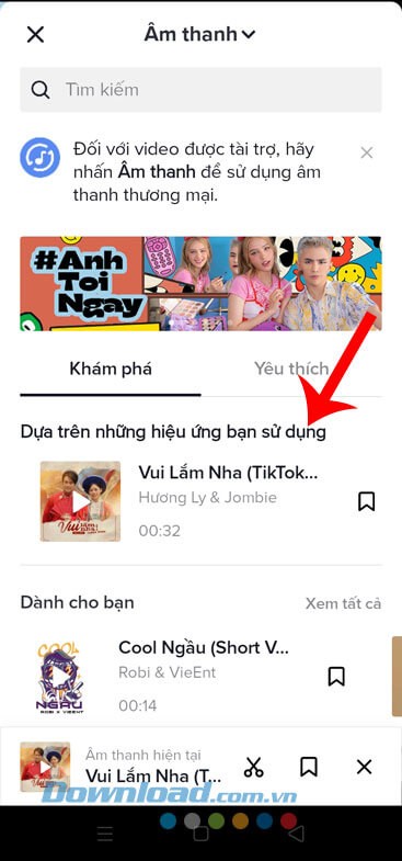 Tìm kiếm và chọn nhạc nền