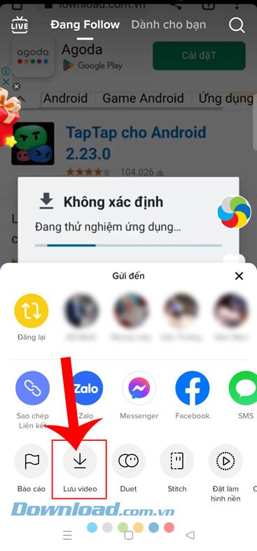 Nhấn vào mục Lưu video