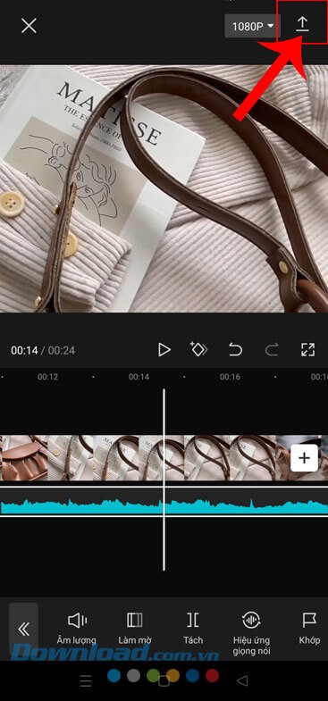 Chạm vào biểu tượng mũi tên đi lên