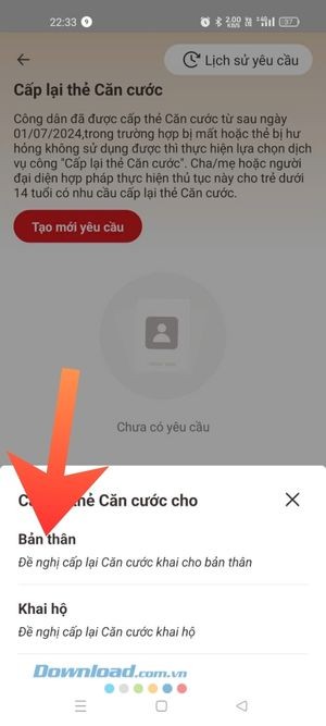 Ấn vào mục Bản thân hoặc Khai hộ